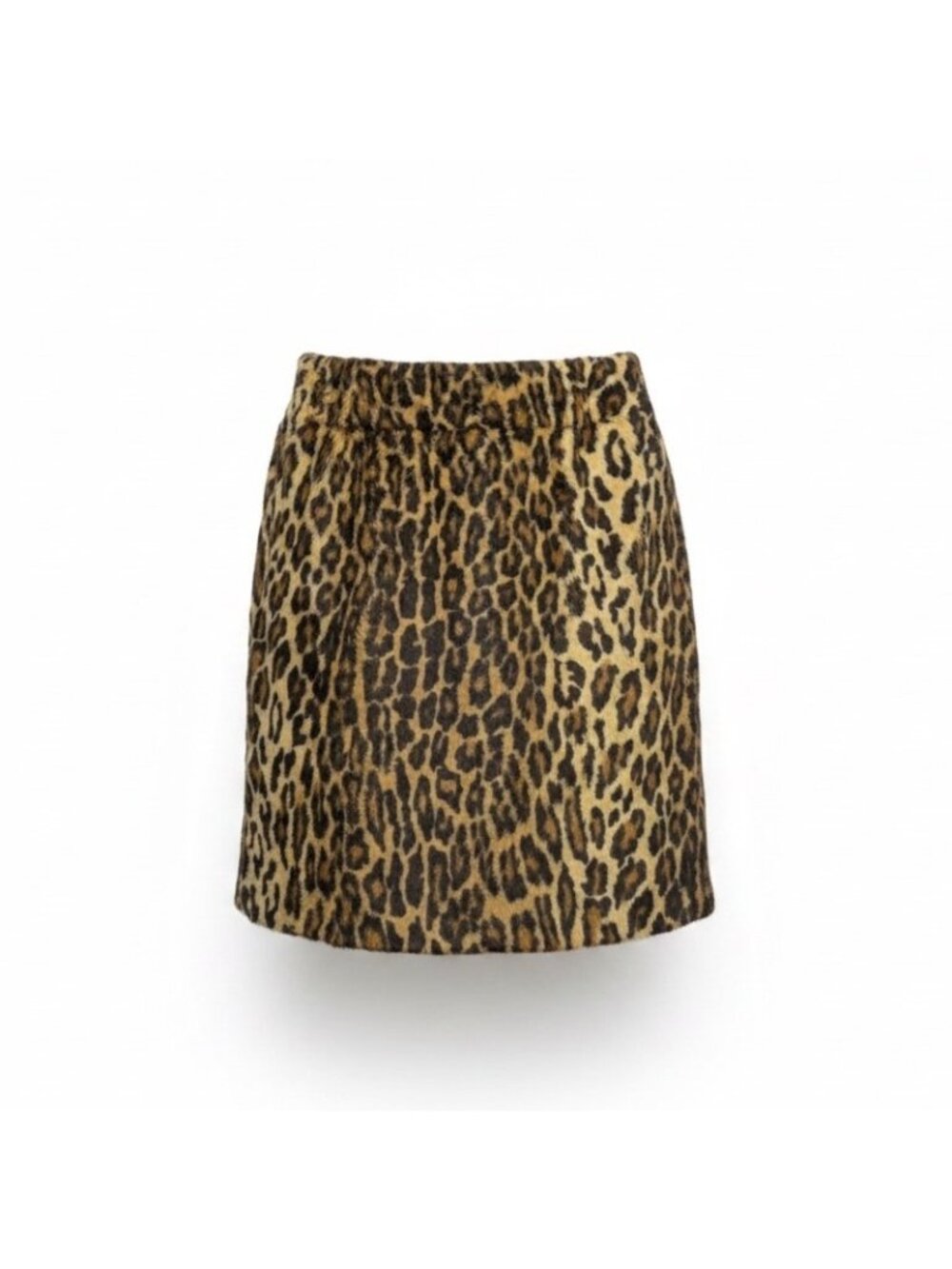 Cache Women Brown Leopard Print Cotton Blend Skirt Animal Pattern Size 6